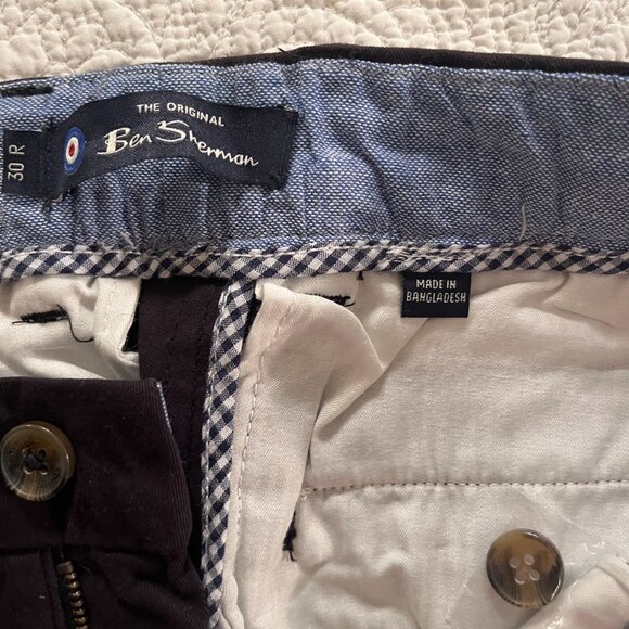 The Original Ben Sherman Men's Slim Fit Chino Pants – Deep Plum/Navy (Size 30R) - Picture 4 of 8